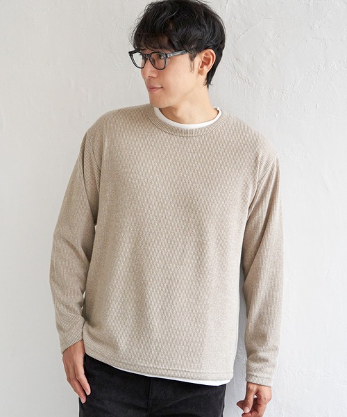 ikka(イッカ)の「【2点セット】メランジ畦プルオーバーインナーセット(スウェット・メンズ・ピンク/グリーン/ブラック/ベージュ/ネイビー・L/M/XL/S)」の10枚目の写真