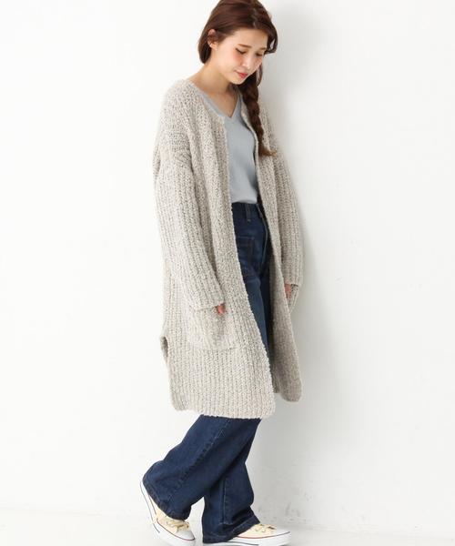 Another Edition（アナザーエディション）の「ミックス2ポケットカーディガン/ AEBC MIX 2POC CGN（カーディガン/ボレロ・レディース・オフホワイト/ブラック・ﾌﾘ-）」の2枚目の写真