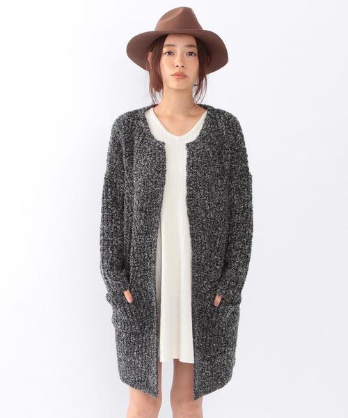 Another Edition（アナザーエディション）の「ミックス2ポケットカーディガン/ AEBC MIX 2POC CGN（カーディガン/ボレロ・レディース・オフホワイト/ブラック・ﾌﾘ-）」の7枚目の写真