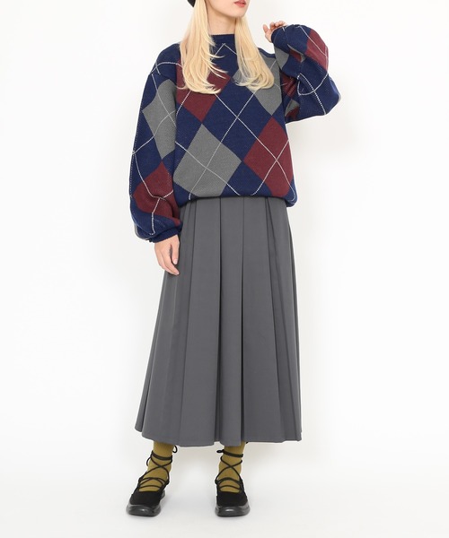 PUNYUS（プニュズ）の「アーガイル柄ニット（ニット/セーター・レディース・ネイビー/ブラウン・1/2/3/4）」の10枚目の写真