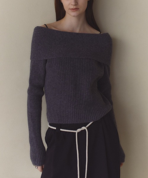 ワイドリブオフショルニット（ニット/セーター）｜Aunt Marie's