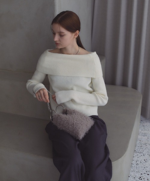 【19時まで値下げ】アンドマリー オフショル トップス ワイドリブオフショルニット（ニット/セーター）｜Aunt Marie's