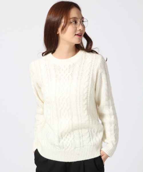 GLOBAL WORK（グローバルワーク）の「5ゲージアルパカコンケーブルプルオーバー/567407（ニット/セーター・レディース・カーキ/ネイビー/ライトグレー/レッド/ホワイト/ライトブルー/ダークブラウン・LARGE/MEDIUM/SMALL）」の2枚目の写真