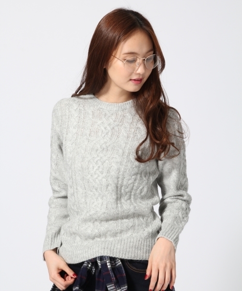 GLOBAL WORK（グローバルワーク）の「5ゲージアルパカコンケーブルプルオーバー/567407（ニット/セーター・レディース・カーキ/ネイビー/ライトグレー/レッド/ホワイト/ライトブルー/ダークブラウン・LARGE/MEDIUM/SMALL）」の3枚目の写真