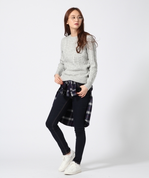 GLOBAL WORK（グローバルワーク）の「5ゲージアルパカコンケーブルプルオーバー/567407（ニット/セーター・レディース・カーキ/ネイビー/ライトグレー/レッド/ホワイト/ライトブルー/ダークブラウン・LARGE/MEDIUM/SMALL）」の9枚目の写真