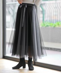 rps | ウエストリボンチュール配色ロングスカート(スカート)