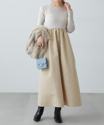 FREE'S MART | 布帛ドッキングクルーネックワンピース(Tシャツ/カットソー)