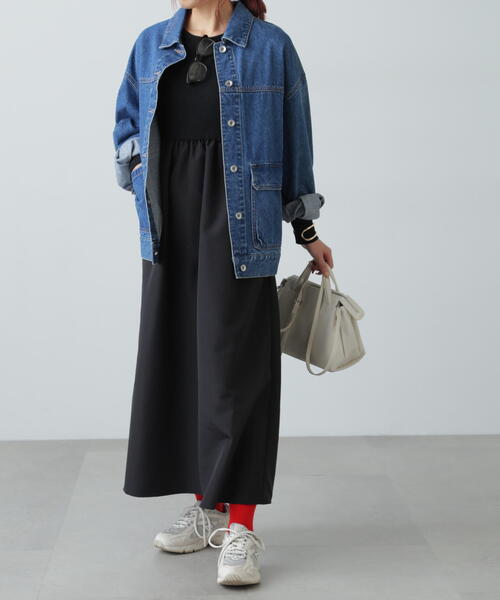 FREE'S MART(フリーズマート)の「布帛ドッキングクルーネックワンピース(Tシャツ/カットソー・レディース・ブラック/グレー/ブラック系その他・MEDIUM/SMALL)」の18枚目の写真