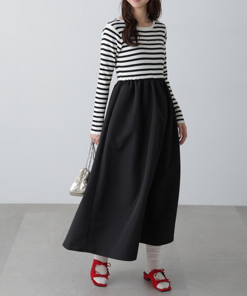 FREE'S MART（フリーズマート）の「布帛ドッキングクルーネックワンピース（Tシャツ/カットソー・レディース・ブラック/グレー/ブラック系その他・MEDIUM/SMALL）」の17枚目の写真