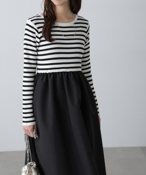 FREE'S MART（フリーズマート）の「布帛ドッキングクルーネックワンピース（Tシャツ/カットソー・レディース・ブラック/グレー/ブラック系その他・MEDIUM/SMALL）」の20枚目の写真