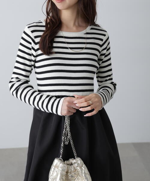 FREE'S MART(フリーズマート)の「布帛ドッキングクルーネックワンピース(Tシャツ/カットソー・レディース・ブラック/グレー/ブラック系その他・MEDIUM/SMALL)」の7枚目の写真