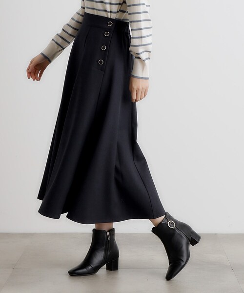 grove（グローブ）の「サイド釦フレアスカート（スカート・レディース・ナチュラル/グレー/ネイビー・02/03/01/04/05）」の8枚目の写真