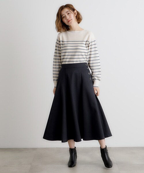 grove（グローブ）の「サイド釦フレアスカート（スカート・レディース・ナチュラル/グレー/ネイビー・02/03/01/04/05）」の10枚目の写真