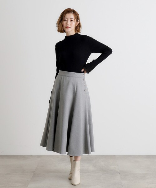 grove（グローブ）の「サイド釦フレアスカート（スカート・レディース・ナチュラル/グレー/ネイビー・02/03/01/04/05）」の14枚目の写真