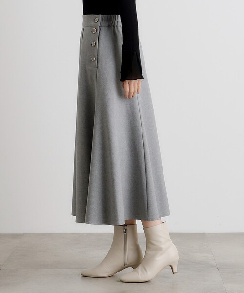 grove（グローブ）の「サイド釦フレアスカート（スカート・レディース・ナチュラル/グレー/ネイビー・02/03/01/04/05）」の18枚目の写真