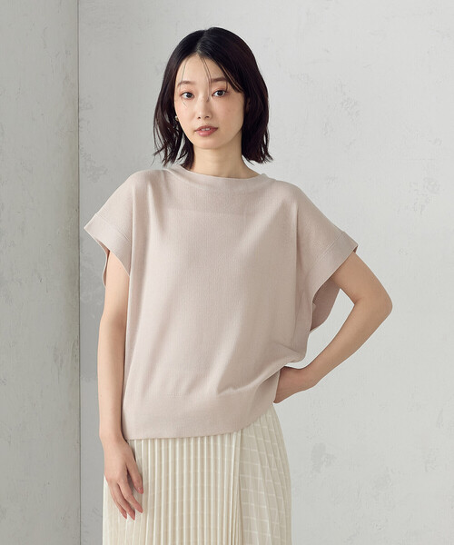 COMME CA ISM(コムサイズム)の「【洗濯機で洗える】ニットTシャツ(ニット/セーター・レディース・グリーン/ネイビー/サックスブルー/グレイッシュベージュ・FREE)」の7枚目の写真