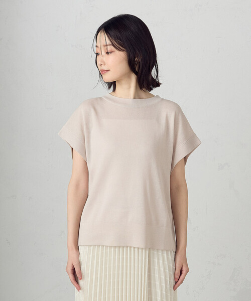 COMME CA ISM(コムサイズム)の「【洗濯機で洗える】ニットTシャツ(ニット/セーター・レディース・グリーン/ネイビー/サックスブルー/グレイッシュベージュ・FREE)」の14枚目の写真