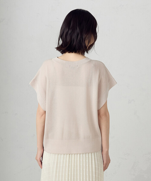 COMME CA ISM(コムサイズム)の「【洗濯機で洗える】ニットTシャツ(ニット/セーター・レディース・グリーン/ネイビー/サックスブルー/グレイッシュベージュ・FREE)」の16枚目の写真