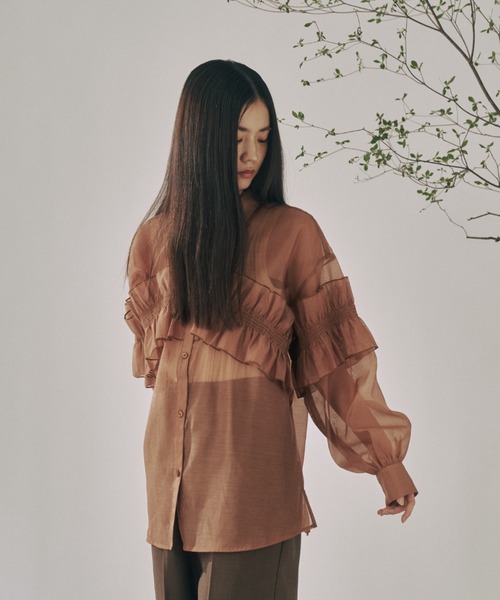 moi tytto(モイテュット)の「シアーフリルシャツ(シャツ/ブラウス・レディース・ナチュラル/ブラウン・FREE)」の19枚目の写真