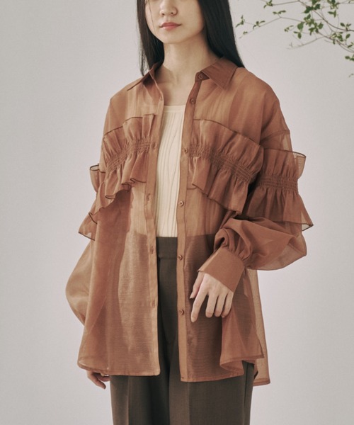 moi tytto(モイテュット)の「シアーフリルシャツ(シャツ/ブラウス・レディース・ナチュラル/ブラウン・FREE)」の21枚目の写真