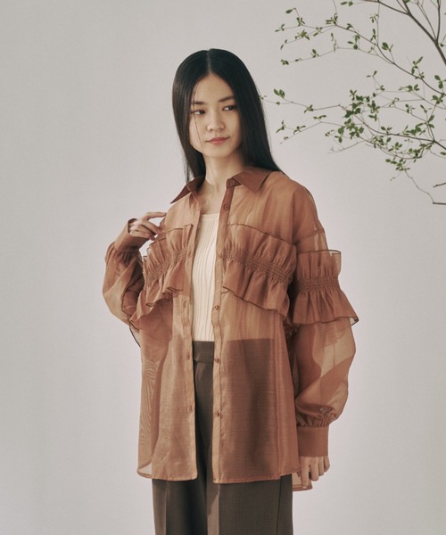 moi tytto(モイテュット)の「シアーフリルシャツ(シャツ/ブラウス・レディース・ナチュラル/ブラウン・FREE)」の22枚目の写真