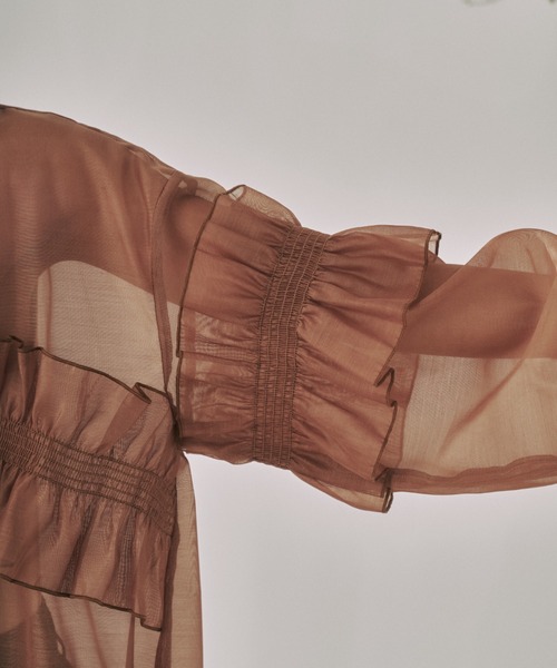 moi tytto(モイテュット)の「シアーフリルシャツ(シャツ/ブラウス・レディース・ナチュラル/ブラウン・FREE)」の5枚目の写真