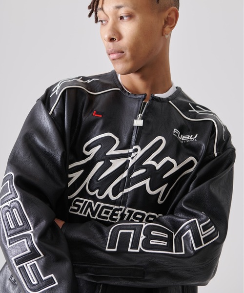 FUBU レザー ジャケット 黒 FUBU アウター 長袖 レザージャケット ブルゾン 大きいサイズ
