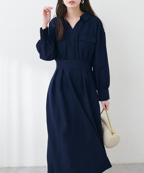 natural couture（ナチュラルクチュール）の「ミリタリースキッパー衿ワンピース（ワンピース・レディース・グリーン系その他/ネイビー/その他1/ライトベージュ・FREE）」の14枚目の写真
