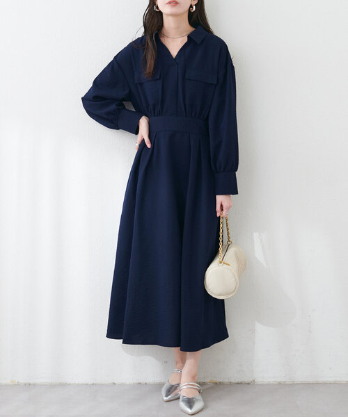 natural couture（ナチュラルクチュール）の「ミリタリースキッパー衿ワンピース（ワンピース・レディース・グリーン系その他/ネイビー/その他1/ライトベージュ・FREE）」の16枚目の写真