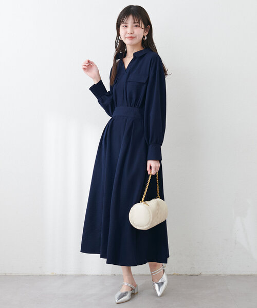 natural couture（ナチュラルクチュール）の「ミリタリースキッパー衿ワンピース（ワンピース・レディース・グリーン系その他/ネイビー/その他1/ライトベージュ・FREE）」の17枚目の写真