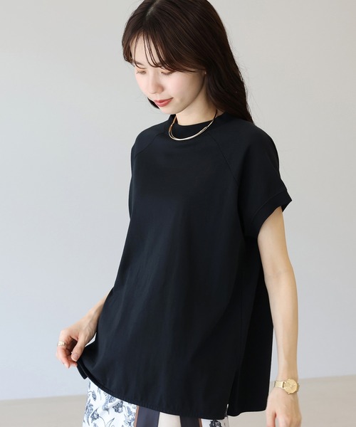 Aletta vita(アレッタビータ)の「綿リブ襟モックネックフレンチプルオーバー(Tシャツ/カットソー・レディース・ブラック/ブラウン系その他/オフホワイト・FREE)」の2枚目の写真