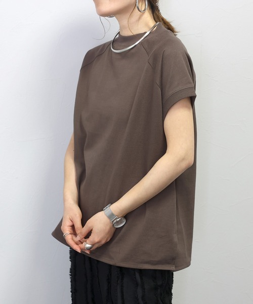 Aletta vita(アレッタビータ)の「綿リブ襟モックネックフレンチプルオーバー(Tシャツ/カットソー・レディース・ブラック/ブラウン系その他/オフホワイト・FREE)」の7枚目の写真