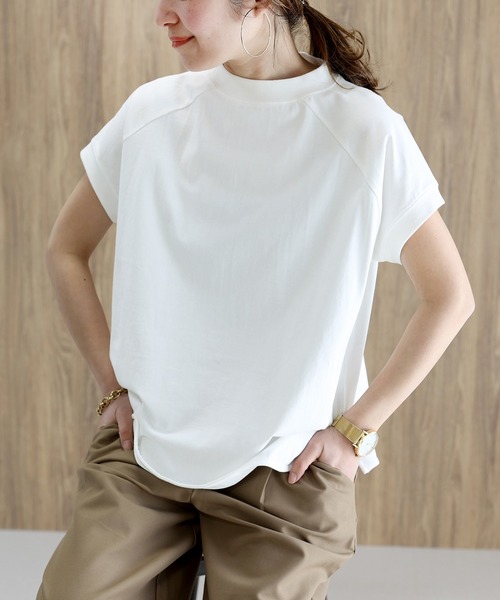 Aletta vita(アレッタビータ)の「綿リブ襟モックネックフレンチプルオーバー(Tシャツ/カットソー・レディース・ブラック/ブラウン系その他/オフホワイト・FREE)」の14枚目の写真