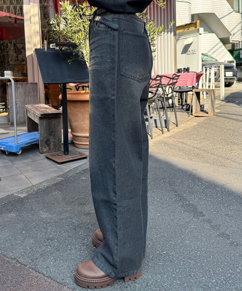 CIAOPANIC（チャオパニック）の「オーバーダイブラストワイドデニム（デニムパンツ・レディース・ブルー/ブラック/ネイビー・MEDIUM/LARGE/SMALL）」の10枚目の写真