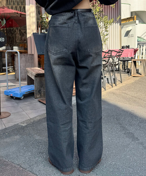 CIAOPANIC（チャオパニック）の「オーバーダイブラストワイドデニム（デニムパンツ・レディース・ブルー/ブラック/ネイビー・MEDIUM/LARGE/SMALL）」の11枚目の写真