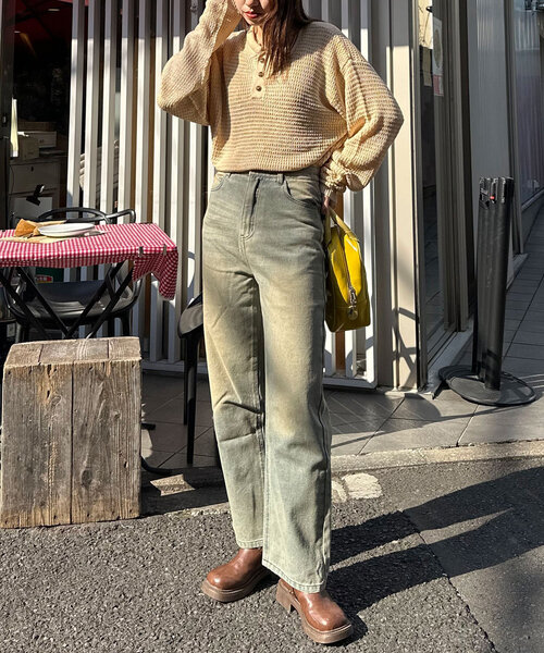 CIAOPANIC（チャオパニック）の「オーバーダイブラストワイドデニム（デニムパンツ・レディース・ブルー/ブラック/ネイビー・MEDIUM/LARGE/SMALL）」の19枚目の写真