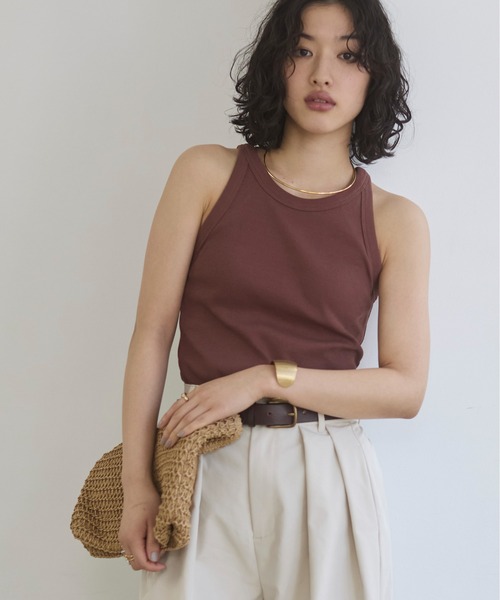 ANGIE（アンジー）の「カップ付き アメスリタンクトップ（タンクトップ・レディース・ブラック/ナチュラル/ブラウン/ホワイト/オレンジ/チャコール・SMALL/LARGE/MEDIUM）」の4枚目の写真