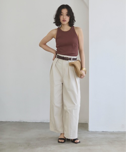 ANGIE（アンジー）の「カップ付き アメスリタンクトップ（タンクトップ・レディース・ブラック/ナチュラル/ブラウン/ホワイト/オレンジ/チャコール・SMALL/LARGE/MEDIUM）」の11枚目の写真