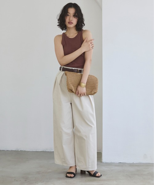 ANGIE（アンジー）の「カップ付き アメスリタンクトップ（タンクトップ・レディース・ブラック/ナチュラル/ブラウン/ホワイト/オレンジ/チャコール・SMALL/LARGE/MEDIUM）」の12枚目の写真