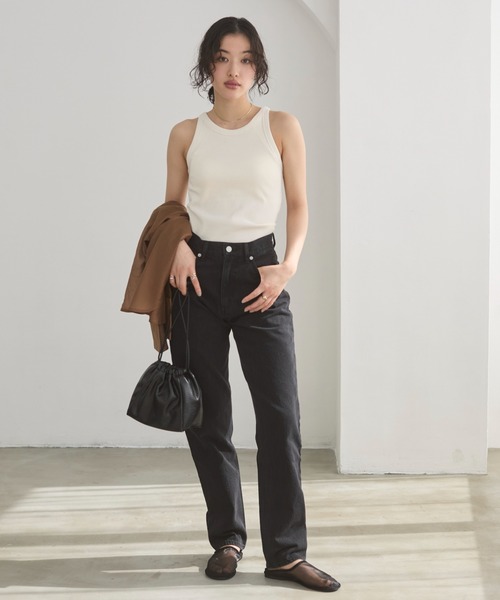 ANGIE（アンジー）の「カップ付き アメスリタンクトップ（タンクトップ・レディース・ブラック/ナチュラル/ブラウン/ホワイト/オレンジ/チャコール・SMALL/LARGE/MEDIUM）」の13枚目の写真