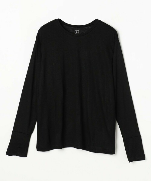LOISIR(ロワズィール)の「リネンレーヨン天竺ロングスリーブTシャツ(Tシャツ/カットソー・レディース・ブラック/ベージュ/チャコールグレー・FREE)」の1枚目の写真