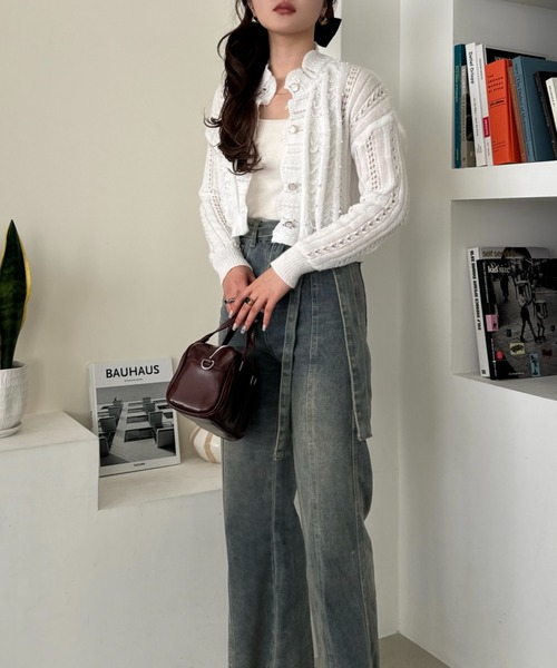 efill(エフィル)の「ショート丈 パール 花びら カーディガン(カーディガン/ボレロ・レディース・ホワイト・FREE)」の14枚目の写真