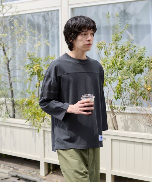 coen（コーエン）の「USAコットン七分袖フットボールTシャツ（Tシャツ/カットソー・メンズ・ホワイト/ダークグレー/ナチュラル/ライトブルー・XL/L/M/S）」の5枚目の写真