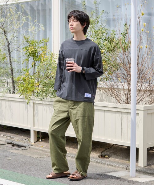 coen（コーエン）の「USAコットン七分袖フットボールTシャツ（Tシャツ/カットソー・メンズ・ホワイト/ダークグレー/ナチュラル/ライトブルー・XL/L/M/S）」の6枚目の写真