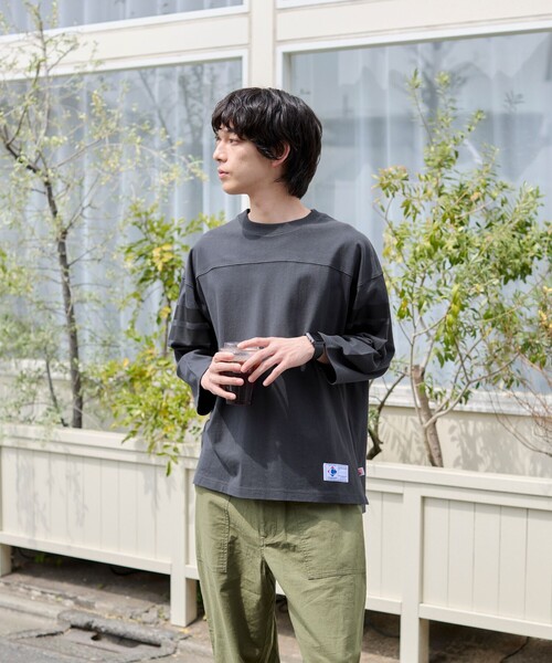 coen（コーエン）の「USAコットン七分袖フットボールTシャツ（Tシャツ/カットソー・メンズ・ホワイト/ダークグレー/ナチュラル/ライトブルー・XL/L/M/S）」の7枚目の写真