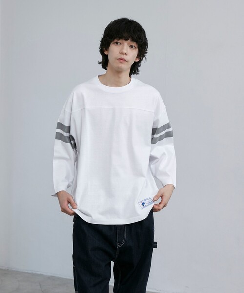 coen（コーエン）の「USAコットン七分袖フットボールTシャツ（Tシャツ/カットソー・メンズ・ホワイト/ダークグレー/ナチュラル/ライトブルー・XL/L/M/S）」の9枚目の写真