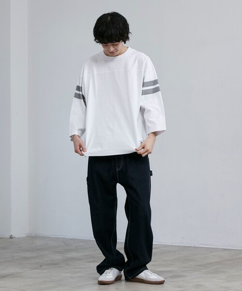 coen（コーエン）の「USAコットン七分袖フットボールTシャツ（Tシャツ/カットソー・メンズ・ホワイト/ダークグレー/ナチュラル/ライトブルー・XL/L/M/S）」の13枚目の写真