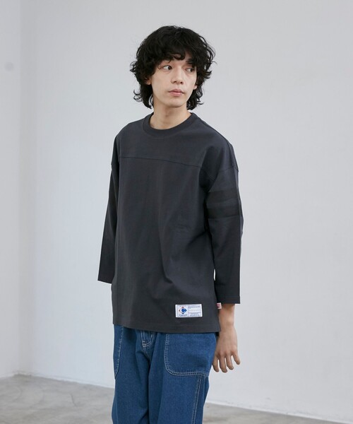coen（コーエン）の「USAコットン七分袖フットボールTシャツ（Tシャツ/カットソー・メンズ・ホワイト/ダークグレー/ナチュラル/ライトブルー・XL/L/M/S）」の18枚目の写真