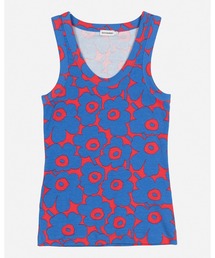 マリメッコ　花刺繍タンクトップ ホワイト/ブラック マリメッコ 花刺繍タンクトップ ホワイト/ブラック マリメッコ