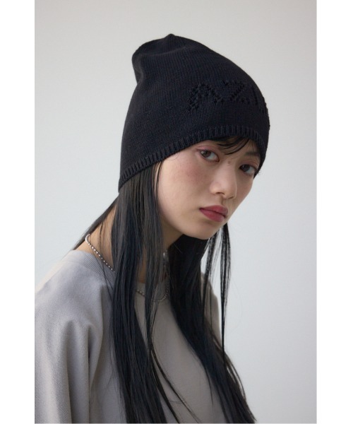 AZUL by moussy（アズールバイマウジー）の「ロゴパンチングニットビーニー（ニットキャップ/ビーニー・レディース・ブラック/グレー・FREE）」の14枚目の写真
